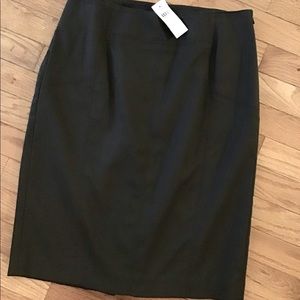NWT ANN TAYLOR BROWN SEAMED REAR PLEAT PENCIL SKIRT COTTON